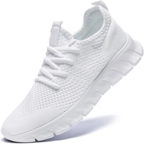 EkRBXA Men White Gym Shoes Non Slip Walking Athletic Slip on Breathable Sneakers - Picture 1 of 7